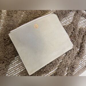 Dagne Dover X Marianna Hewitt small clutch bag makeup bag ivory light beige